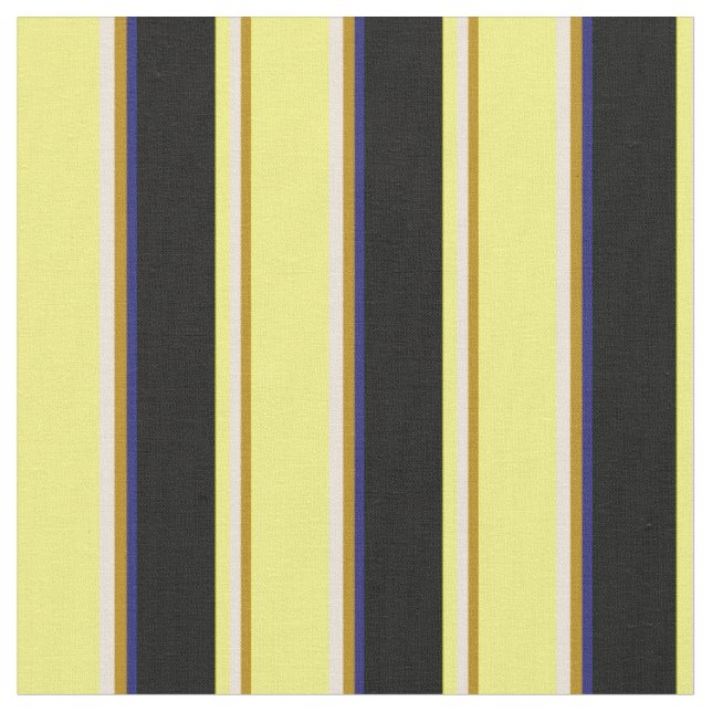 Tissu Roue d'or, Bisque, Jaune, Noir & Bleu de minuit (Fermer)