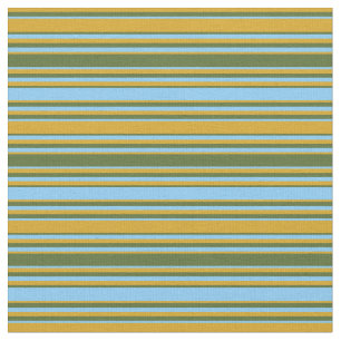 Tissu Roue d'or, Olive foncé Vert et Ciel bleu clair Lig