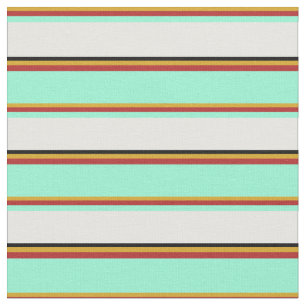 Tissu Roue d'or, Rouge, Aquamarine, Blanc & Noir Couleur