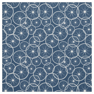 Tissu Roues à vélo Motif bleu et blanc