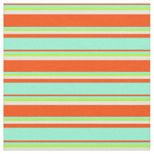 Tissu Rouge, Aquamarine, Vert clair et Jaune clair
