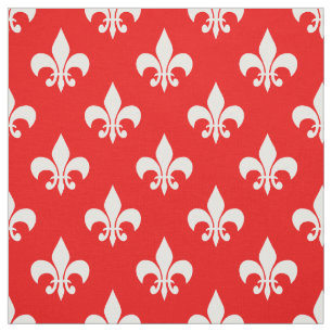 Tissu Rouge Blanc Fleur de lis Textile