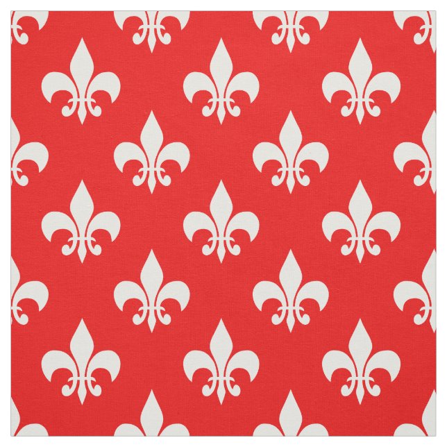 Tissu Rouge Blanc Fleur de lis Textile (Échantillon)