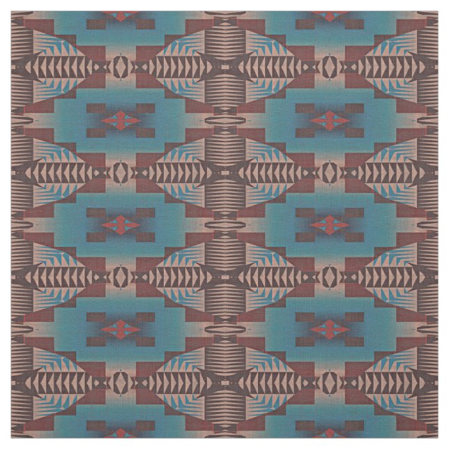 Tissu Rouge Brown Bleu Vert Éclectique Ethique (Échantillon)