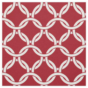 Tissu Rouge canneberge, cercles blancs liés Motif n° 1