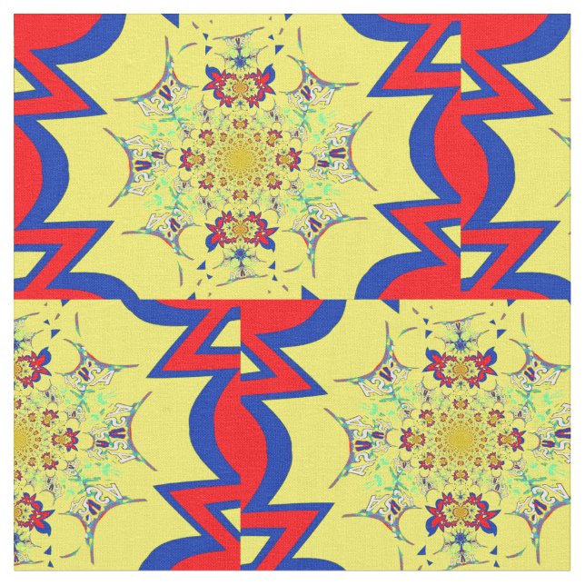 Tissu Rouge choquant Beau Bleu Classique Design crémeux (Fermer)