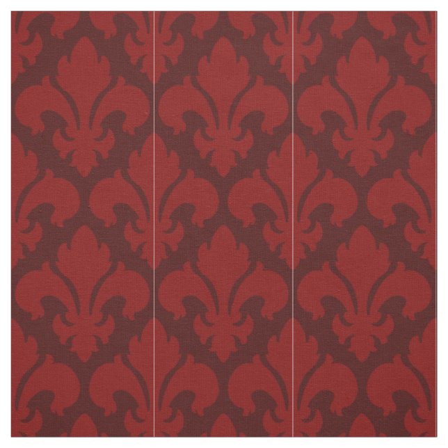 Tissu rouge de motif carrelé parDe-lys (Échantillon)