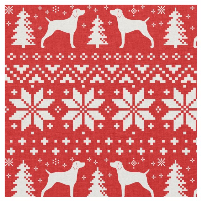 Tissu Rouge de motif de Noël de silhouettes de (Fermer)