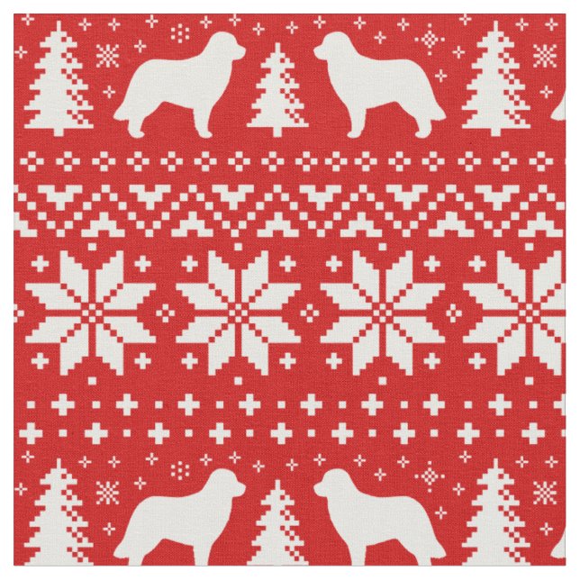 Tissu Rouge de motif de Noël de silhouettes de (Fermer)