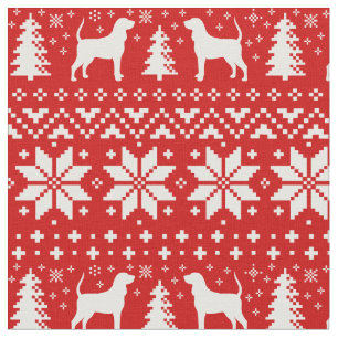 Tissu Rouge de motif de Noël de silhouettes de Coonhoun