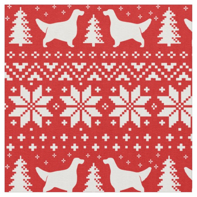 Tissu Rouge de motif de Noël de silhouettes de poseur (Fermer)