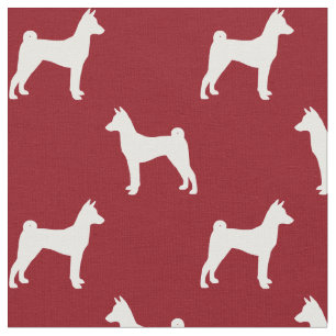 Tissu Rouge de motif de silhouettes de Basenji