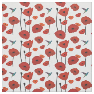 Tissu rouge de pavots