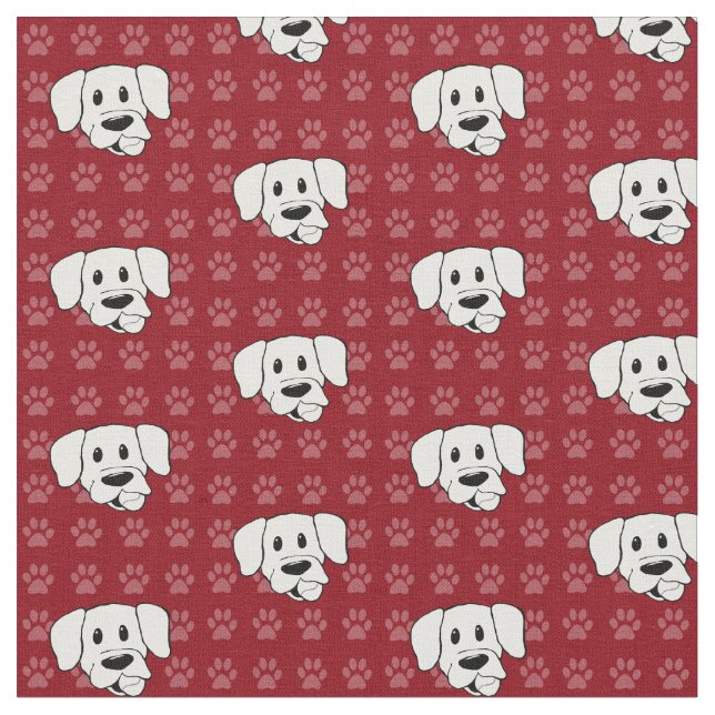 Tissu rouge de pawprints de Labrador de bande (Fermer)