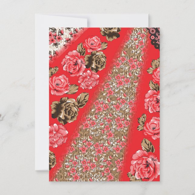 Tissu rouge éclatant avec floral complexe et (Devant)