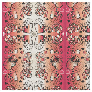 Tissu Rouge et blanc Whimsical Romantic Hearts motif