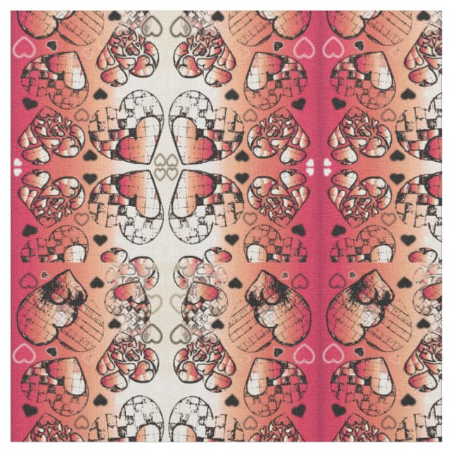 Tissu Rouge et blanc Whimsical Romantic Hearts motif (Fermer)