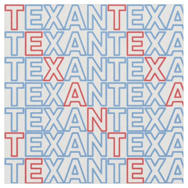 Tissu Rouge et bleu TEXAN Neon sur blanc (Fermer)
