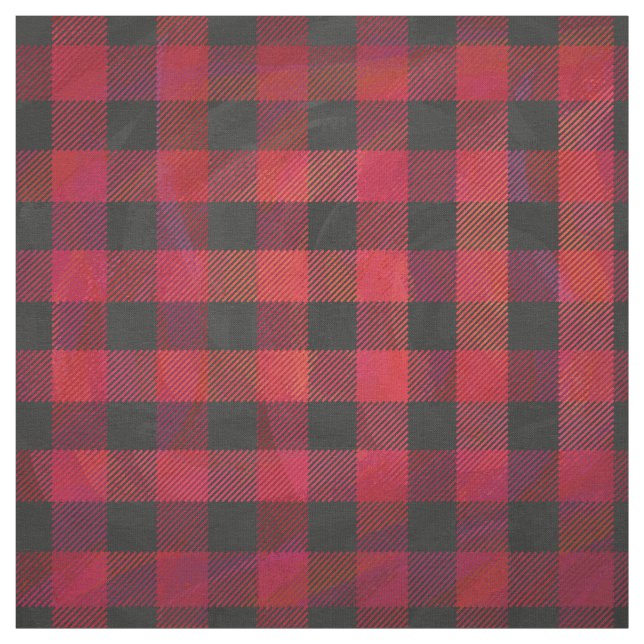 Tissu Rouge et noir À damiers plaid (Échantillon)