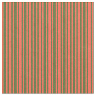 Tissu Rouge et vert olive foncé Motif rayé/à linge