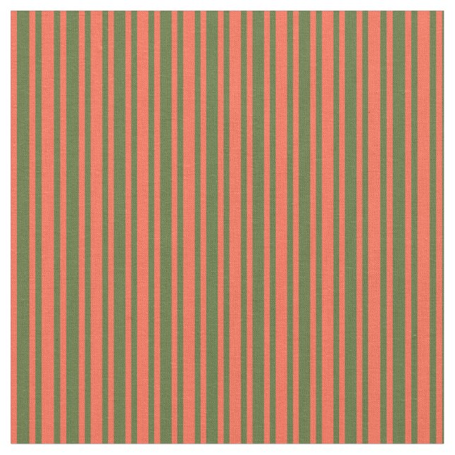 Tissu Rouge et vert olive foncé Motif rayé/à linge (Fermer)
