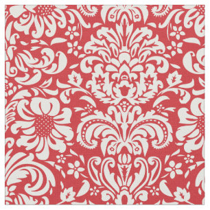 Tissu Rouge Floral Damask