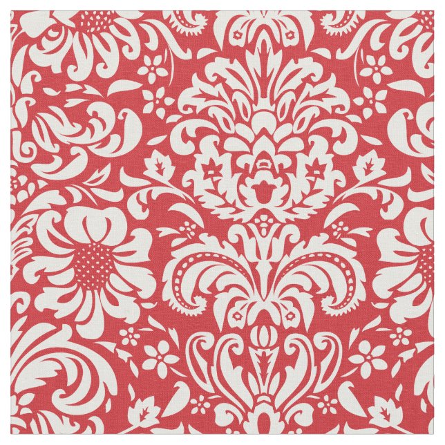 Tissu Rouge Floral Damask (Fermer)