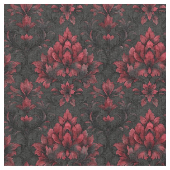 Tissu Rouge foncé et Moody & Noir Damask (Fermer)