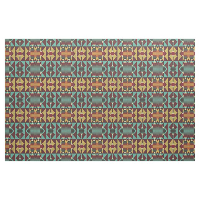 Tissu Rouge foncé Orange Turquoise Turquoise Vert Éthiqu (Fat Quarter)