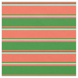 Tissu Rouge, Forêt Vert et Gris clair Gris rayures
