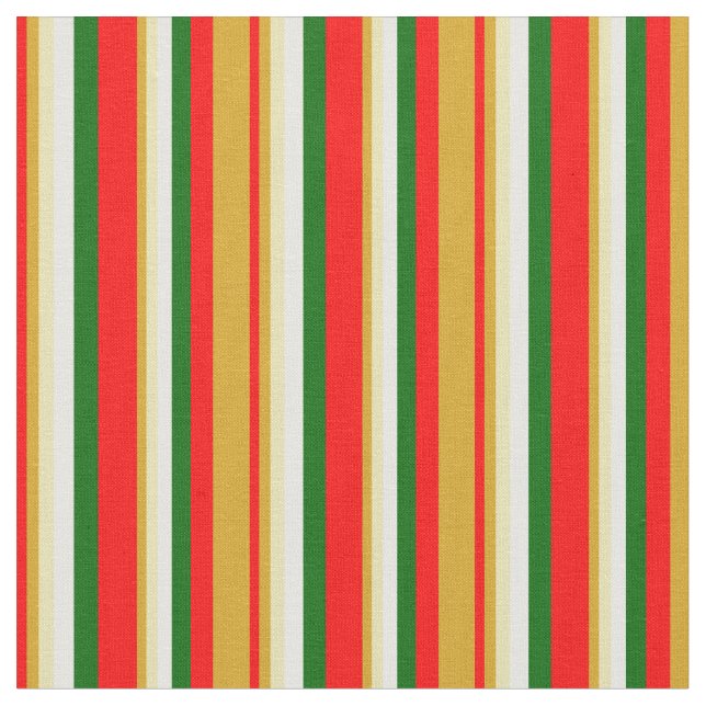 Tissu Rouge, Goldenrod, Tan, Blanc et Vert foncé (Fermer)