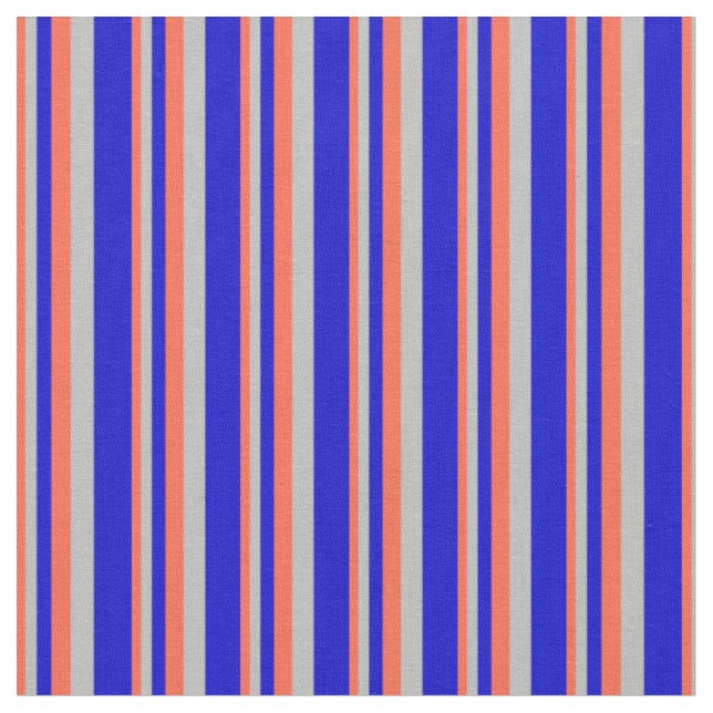 Tissu Rouge, gris et bleu Motif de rayures (Fermer)