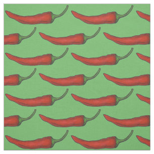 Tissu Rouge Hot Cayenne Chili Peppers Fabric de poivre