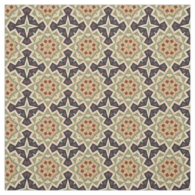Tissu Rouge ivoire Olive Vert noir Eclectique Ethique (Échantillon)