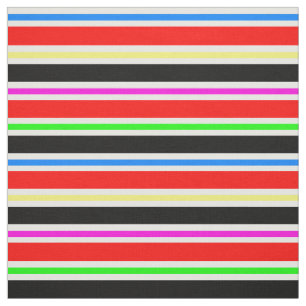 Tissu Rouge noir à bandes multicolores Motif Textile