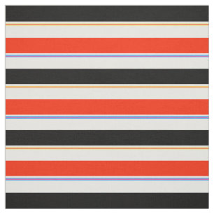 Tissu Rouge Noir Blanc Grilles Lignes Design Motif