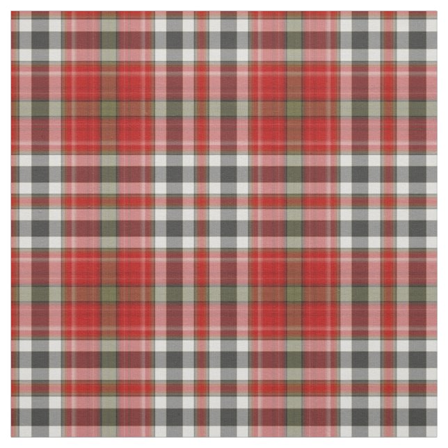 Tissu Rouge noir blanc vert gris Tartan Plaid (Échantillon)