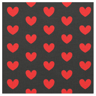 Tissu Rouge Noir Coeur d'Amour Motif