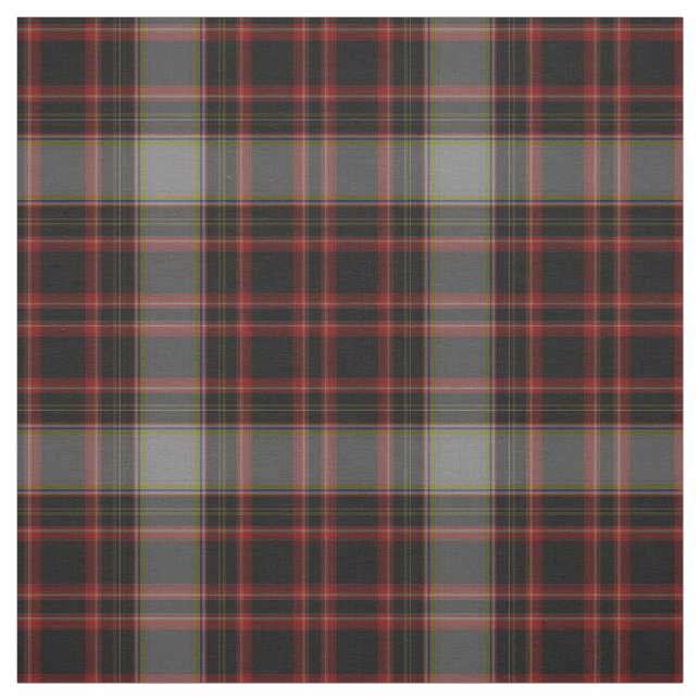 Tissu Rouge noir Taupe gris Tartan Plaid (Échantillon)