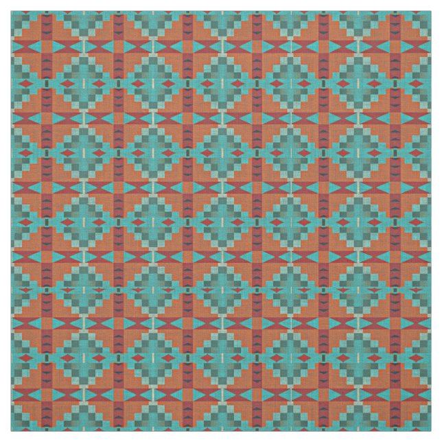 Tissu Rouge Orange Turquoise Turquoise Vert Éthique (Échantillon)