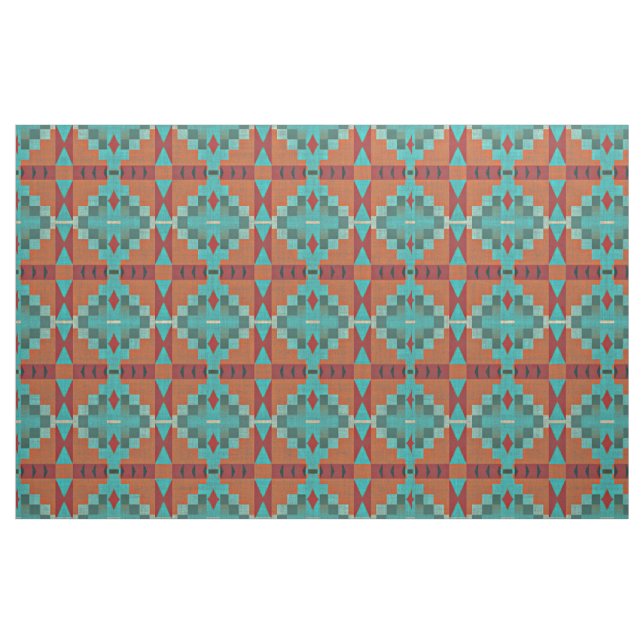 Tissu Rouge Orange Turquoise Turquoise Vert Éthique (Fat Quarter)