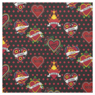 Tissu Rouge Polka Dotée Maman Tattoo