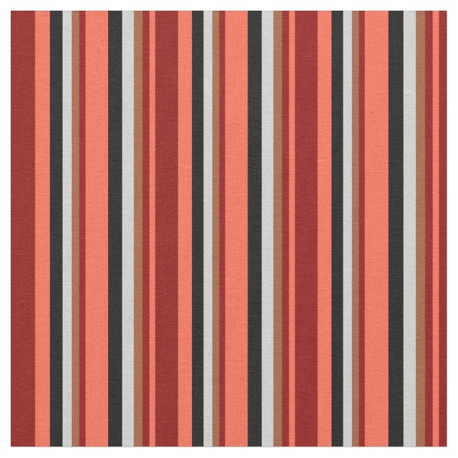 Tissu Rouge, Rouge foncé, Sienne, gris clair et noir (Fermer)