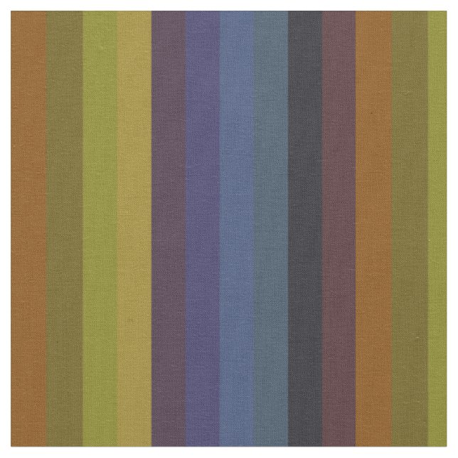 Tissu Rouge Rouille, Moutarde & Rayures Rétro Indigo (Fermer)