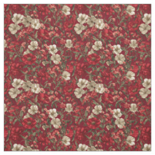Tissu Rouge Rustique Botanique Bold Vintage Boho Floral