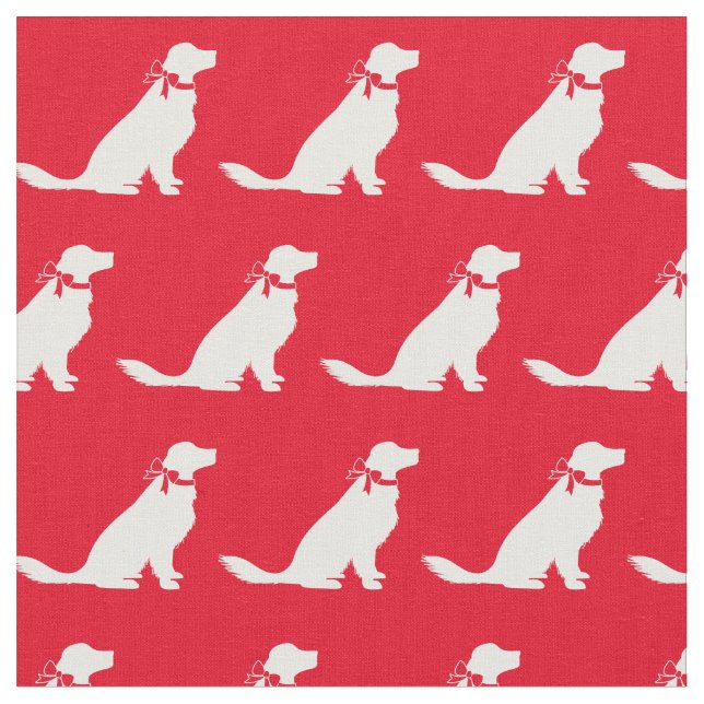 Tissu Rouge silhouette de chien d'extraction doré (Fermer)