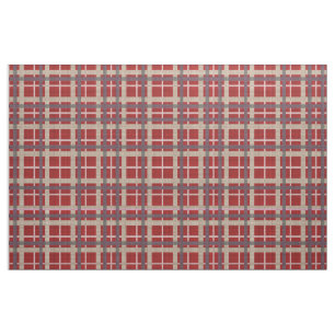 Tissu Rouge Taupe Brown gris bleu Tartan Carré Motif