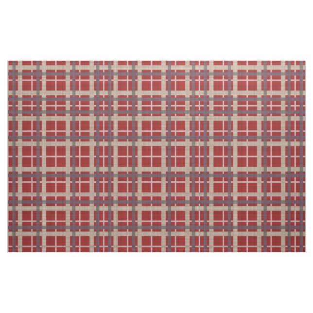 Tissu Rouge Taupe Brown gris bleu Tartan Carré Motif (Fat Quarter)