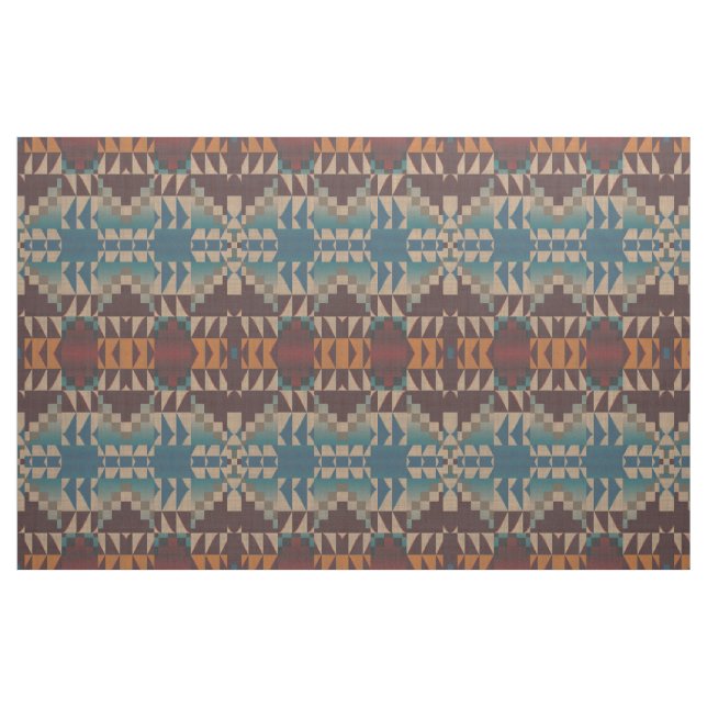 Tissu Rouge Taupe Brown Turquoise Bleu Orange (Fat Quarter)