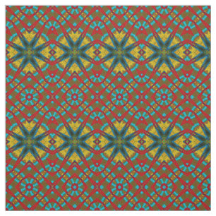 Tissu Rouge Turquoise Jaune moderne Ethnic Textile Triba